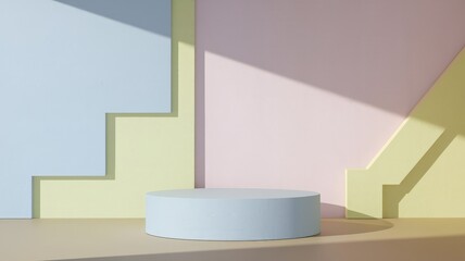 Artistic pastel backdrop with geometric elements and soft lighting