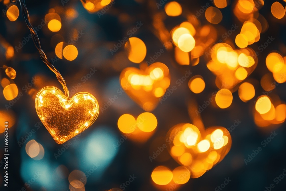 Poster a background of glowing hearts in various sizes and shades, creating an enchanting atmosphere for va