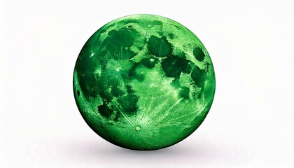 green moon on plain white background