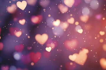 A background of glowing hearts floating in the air, with soft bokeh lights creating an ethereal and dreamy atmosphere for Valentine's Day Generative AI