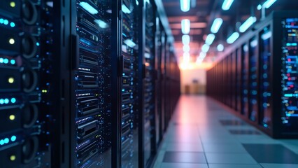 Futuristic Server Room Data Center Network Technology