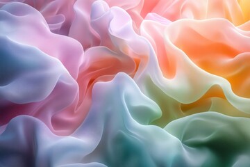 Abstract pastel-colored fabric texture, soft and flowing, creating a dreamy, artistic image.