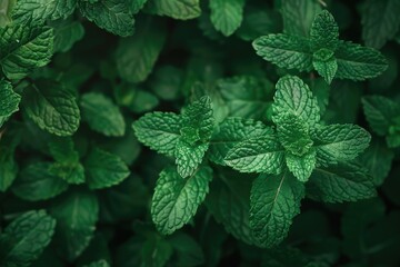Green Mint Plant Grow Background.