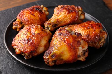 Savory chicken wings perfectly grilled to achieve a golden brown color and crispy skin
