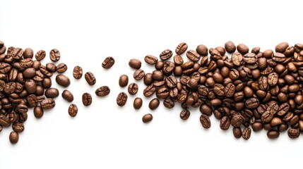 Naklejka premium Fresh Coffee Beans on Soft White Background