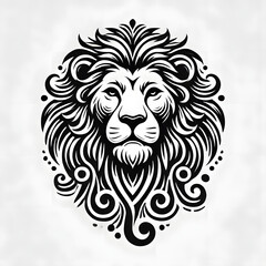Obraz premium mandala lion design tattoo Outline vector logo illustration t-shirt design, isolated on white background.