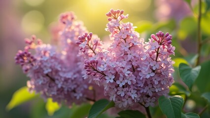 Obraz premium Stunning Lilac Blossoms in Sunlight, Spring Flowers