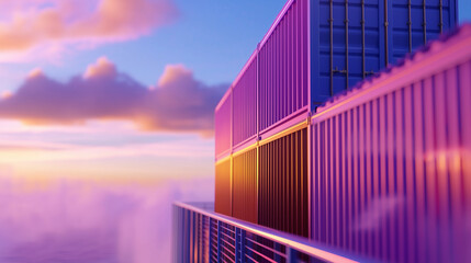Cargo Ship at Sea with Colorful Containers and Clear Sky