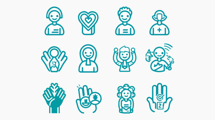 Humanity Help Cooperation Line Style Icon Set Design