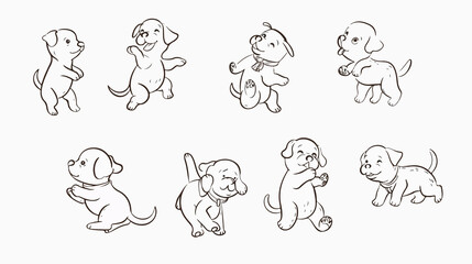 Obraz premium Lined Hand Drawn Funny Dog Pet Illustration