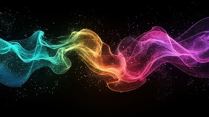 Obraz premium A vibrant wave of light on a dark background with a blue and pink wave on the left side of the image