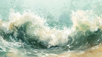 Artistic Waves Crashing on a Coastal Reef