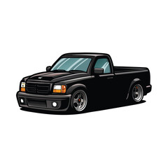 A vector illustration of a sleek black pickup truck.