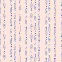 hand drawn sardines, vector illustration, seamless pattern, trendy, fashion, textile, fabric