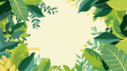 Fototapeta premium Green Leafs Plant Ecology Circular Frame Vector Style Image