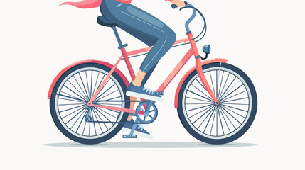 Obraz premium Woman Riding Bike in City - Vector Illustration of Legs in Urban Environment