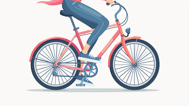 Woman Riding Bike in City - Vector Illustration of Legs in Urban Environment