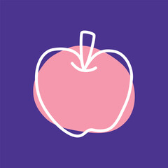 Apple doodle icon hand drawn with thin line and colorful blob. Vector illustration