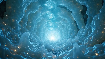 Stunning AI Generated Blue Nebula Tunnel Cosmic Art