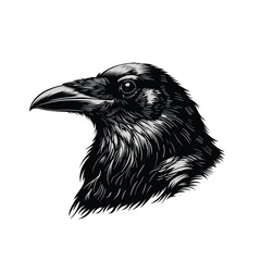 crow head illustration in vintage style 