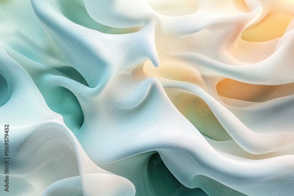 Poster abstract flowing pastel colors creating a dreamy, ethereal and smooth texture.