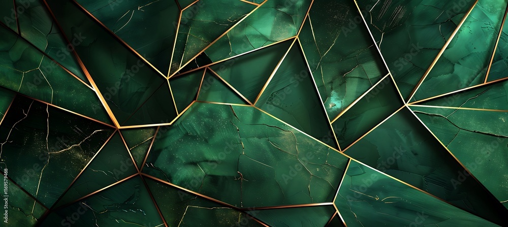 Poster elegant green and gold backdrop featuring abstract lines and patterns for a luxurious and aesthetic 