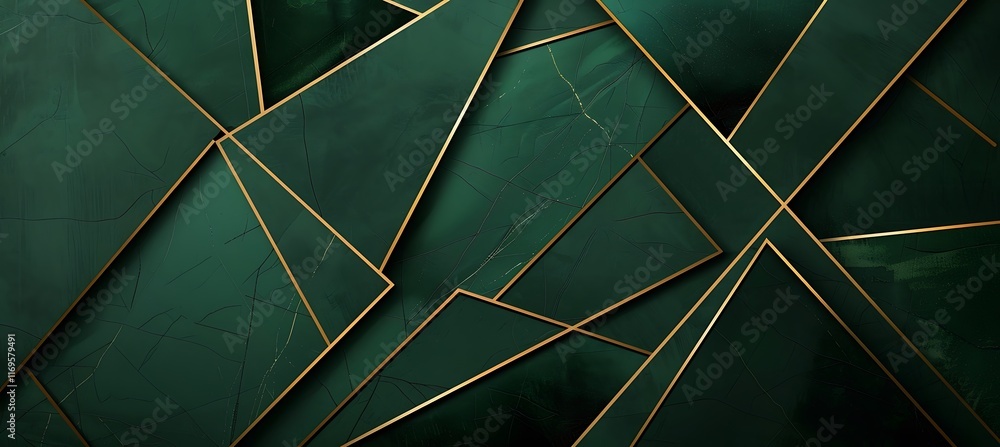 Poster stylish green background with abstract golden lines and a minimalist design perfect for modern and c
