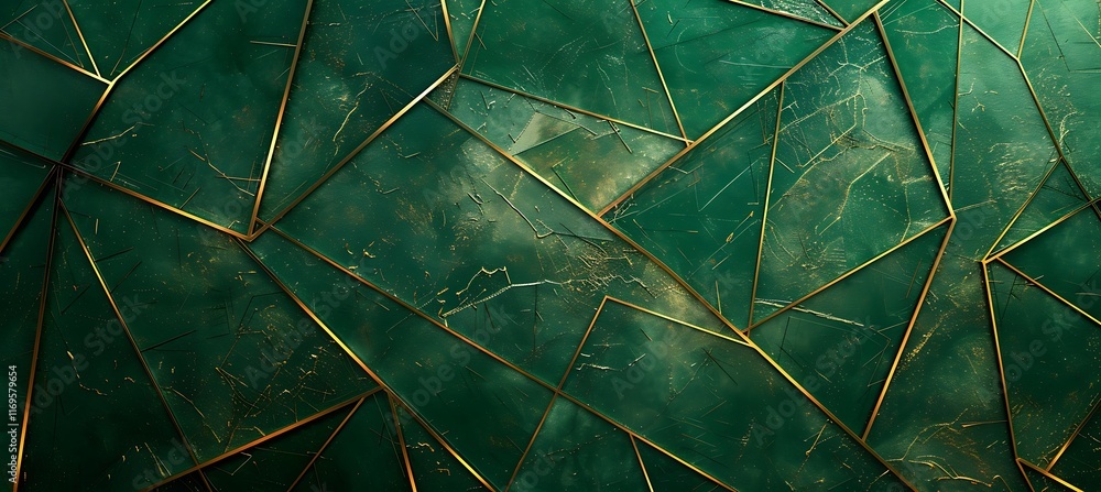 Poster elegant green and gold backdrop featuring abstract lines and patterns for a luxurious and aesthetic 