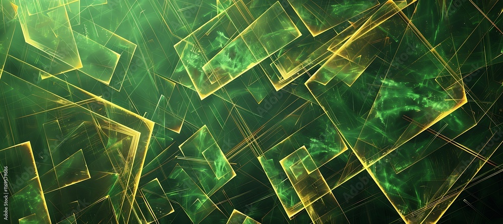 Poster minimalist green and golden abstract design backdrop with smooth lines and a vibrant, stylish textur