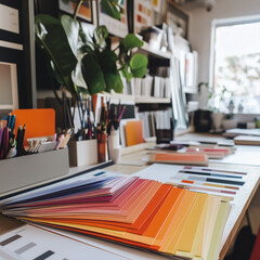 Karty kolorów na biurku projektanta