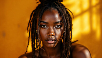 Isolated portrait of beautiful african american young woman closeup girl female