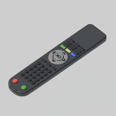 3d Remote Television Control icon. Electronic device, Entertainment digital video media concept. Minimal Cartoon modern remote TV wireless control isolated on transparent background. . 3d render.