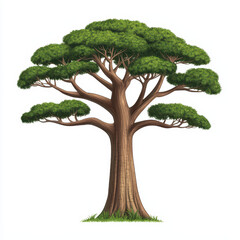 beautiful tree with lush green foliage on white background