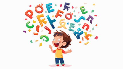 Young Child Learning Alphabet Sounds on White Background