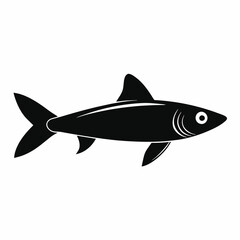 Alewife Fish Black Silhouette Vector on White Background