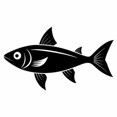 Alewife Fish Black Silhouette Vector on White Background