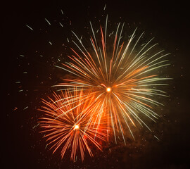 Fireworks, colorful light show in the sky, new years celebration