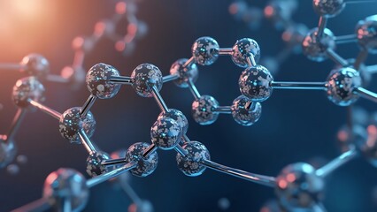 Abstract Molecular Structure 3D Render, Science, Technology, and Chemistry Concept