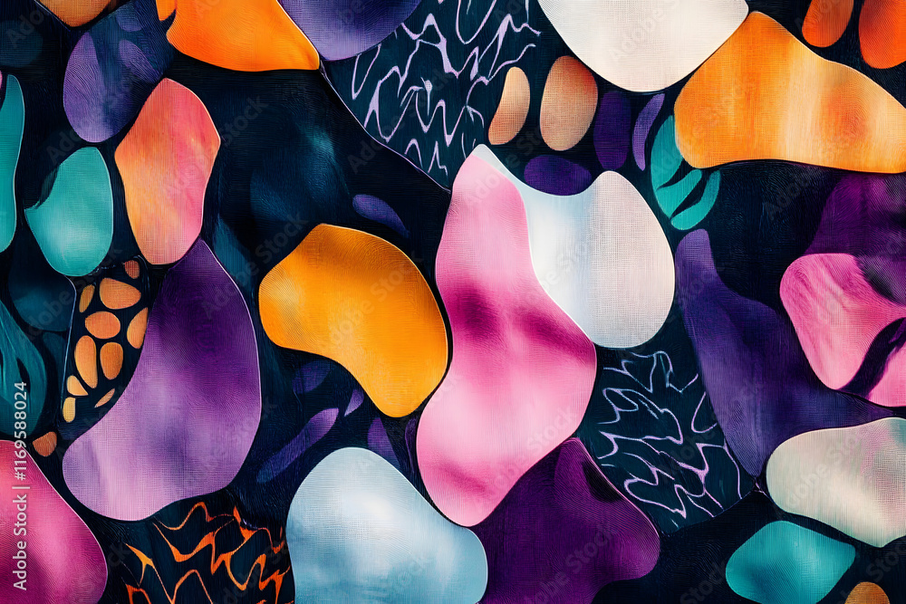 Poster vibrant abstract pattern with various shapes and colors