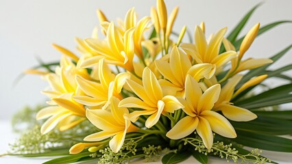 Fototapeta premium Stunning Bouquet of Yellow Plumeria Flowers