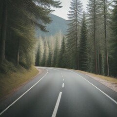 Fototapeta premium Road in middle of forest 