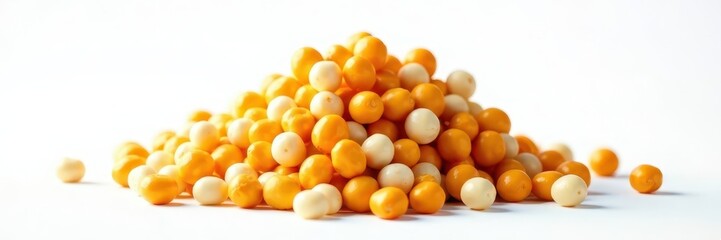 Pile of vibrant bean sprouts against stark white backdrop, nature, bean sprouts, texture