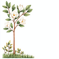 Obraz premium beautiful watercolor of magnolia tree