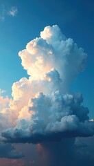 Towering cumulonimbus clouds, dramatic and imposing, fill a summer sky , artwork, landscape, cloud