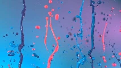Freeze motion shot of dancing colors shapes isolated on gradient background