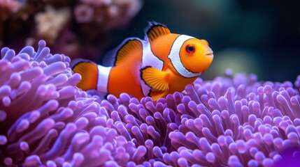 Vibrant Clownfish in Colorful Coral Habitat