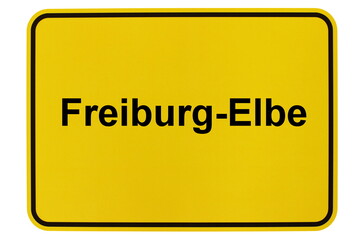 Obraz premium Illustration eines Ortsschildes der Gemeinde Freiburg-Elbe in Niedersachsen