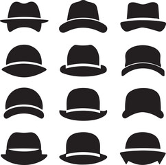 Silhouette collection of hats icon vector illustration set collection