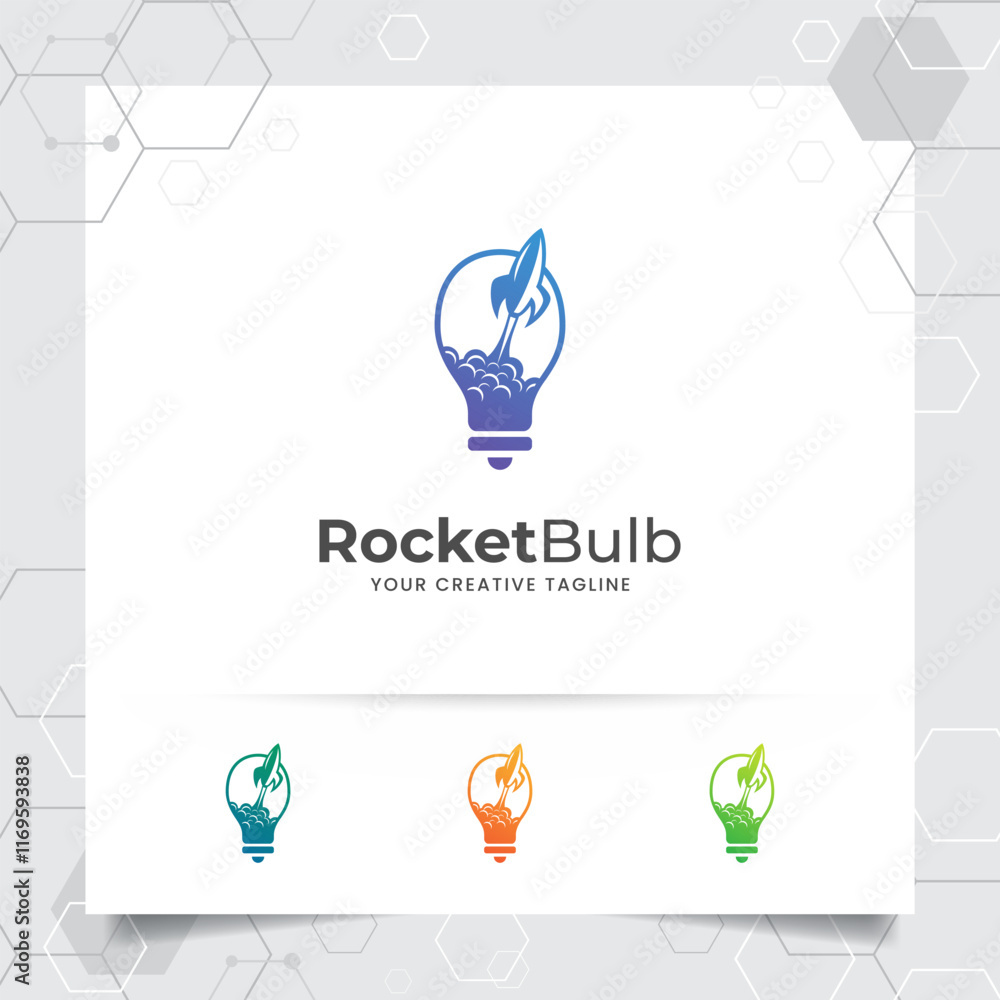 Poster smart idea logo vector design with concept of bulb and lamp icon symbol. idea logo concept for agenc