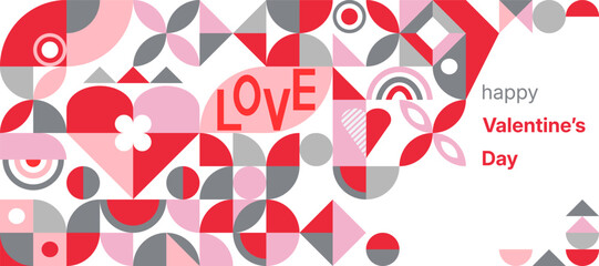 Geometric Love Valentines Day Bauhaus Style Banner